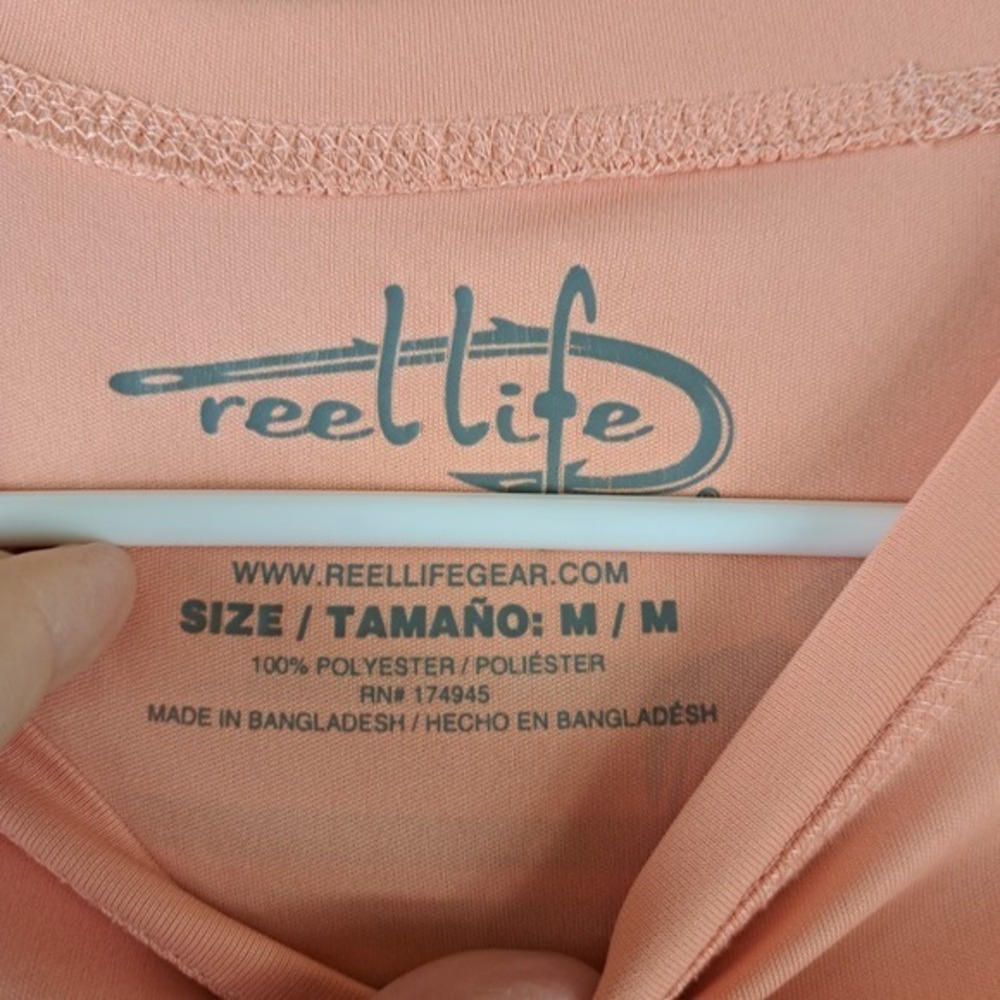 Reel Life Fishing Sun Shirt Mens Medium Peach - Picture 3 of 7